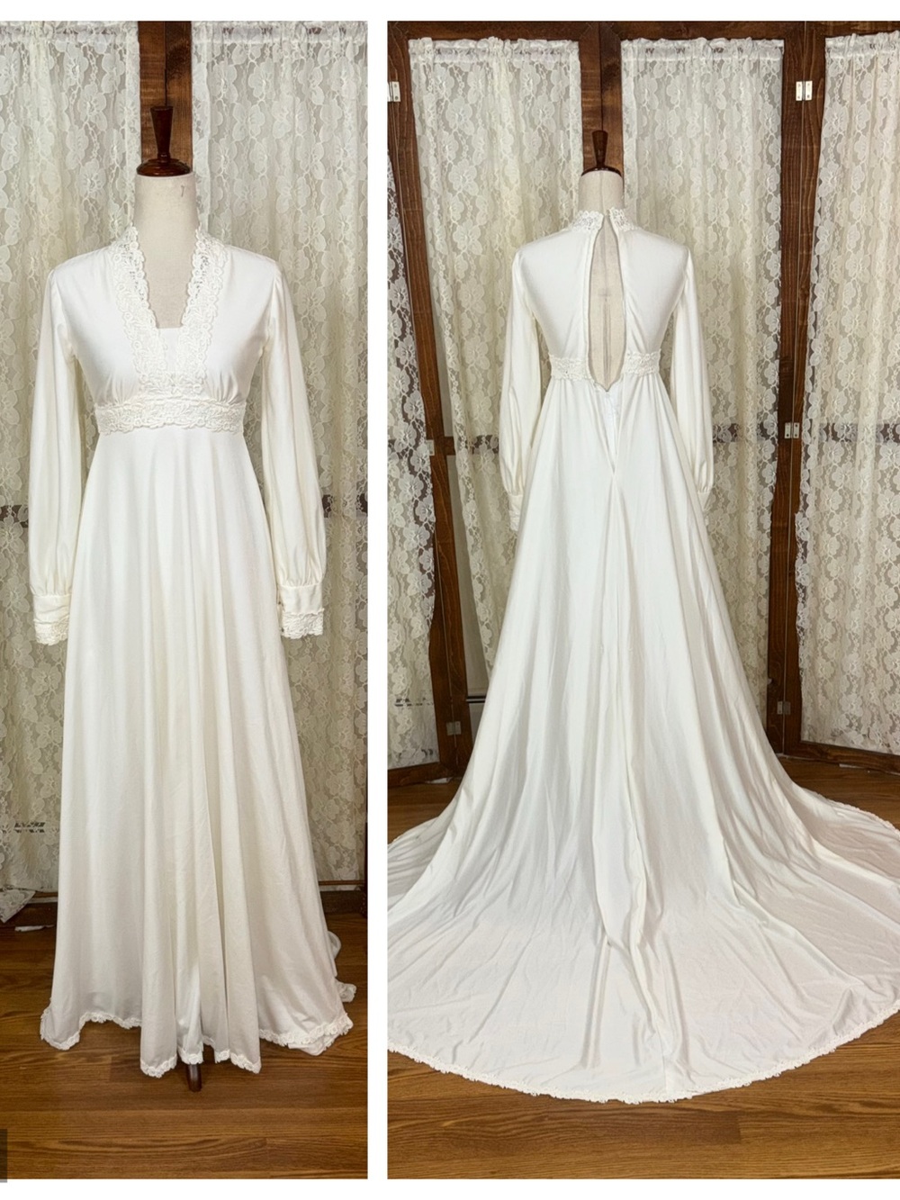 Pretty Vintage 1970s Simple Knit Wedding Gown